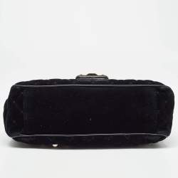 Pre Owned Dolce & Gabbana Black Quilted Velvet and Leather Lucia Embellished Shoulder Bag
