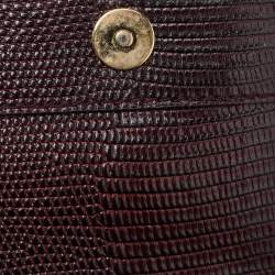 Pre Owned Dolce & Gabbana Burgundy Lizard Embossed Leather DG Millennials Shoulder Bag