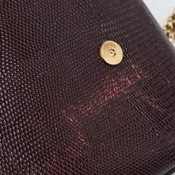 Pre Owned Dolce & Gabbana Burgundy Lizard Embossed Leather DG Millennials Shoulder Bag