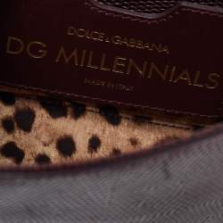 Pre Owned Dolce & Gabbana Burgundy Lizard Embossed Leather DG Millennials Shoulder Bag