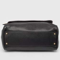 Pre Owned Dolce & Gabbana Black Leather Large Miss Sicily Top Handle Bag