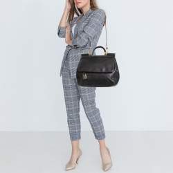 Pre Owned Dolce & Gabbana Black Leather Large Miss Sicily Top Handle Bag