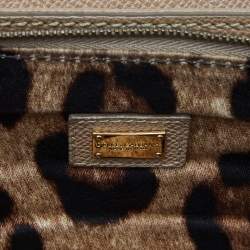 Pre Owned Dolce & Gabbana Beige Leather Flap Crossbody Bag