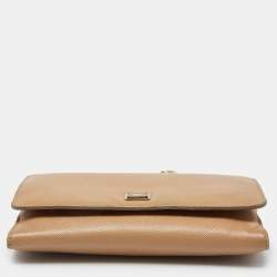 Pre Owned Dolce & Gabbana Beige Leather Flap Crossbody Bag