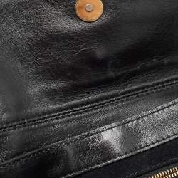 Pre Owned Dolce & Gabbana Black Python and Eel Leather Ring Flap Shoulder Bag