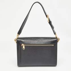 Pre Owned Dolce & Gabbana Black Lizard Embossed Leather Medium Lucia Shoulder Bag