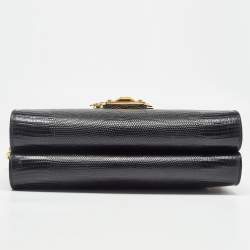 Pre Owned Dolce & Gabbana Black Lizard Embossed Leather Medium Lucia Shoulder Bag