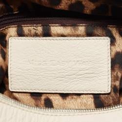 Pre Owned Dolce & Gabbana Off White Leather Miss Easy Way Satchel