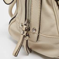 Pre Owned Dolce & Gabbana Off White Leather Miss Easy Way Satchel