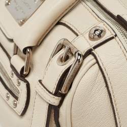 Pre Owned Dolce & Gabbana Off White Leather Miss Easy Way Satchel