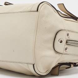 Pre Owned Dolce & Gabbana Off White Leather Miss Easy Way Satchel