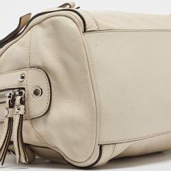Pre Owned Dolce & Gabbana Off White Leather Miss Easy Way Satchel