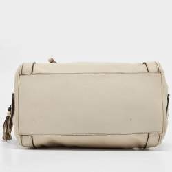 Pre Owned Dolce & Gabbana Off White Leather Miss Easy Way Satchel