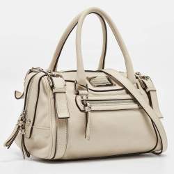 Pre Owned Dolce & Gabbana Off White Leather Miss Easy Way Satchel