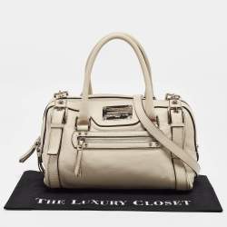 Pre Owned Dolce & Gabbana Off White Leather Miss Easy Way Satchel