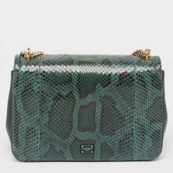 Pre Owned Dolce & Gabbana Green Python Miss Margarita Shoulder Bag