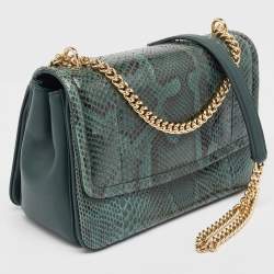 Pre Owned Dolce & Gabbana Green Python Miss Margarita Shoulder Bag