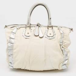 Dolce & Gabbana White Leather Miss Rouche Shoulder Bag