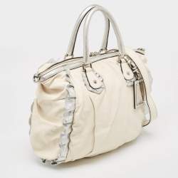 Dolce & Gabbana White Leather Miss Rouche Shoulder Bag