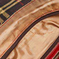 Pre Owned Dolce & Gabbana Multicolor Wool and Patent Leather Shoulder Bag