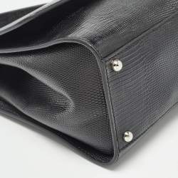 Pre Owned Dolce & Gabbana Black Lizard Embossed Leather Medium Miss Monica Top Handle Bag