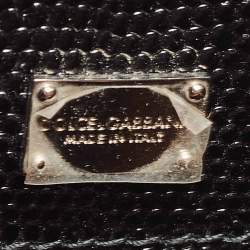 Pre Owned Dolce & Gabbana Black Lizard Embossed Leather Medium Miss Monica Top Handle Bag