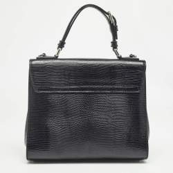 Pre Owned Dolce & Gabbana Black Lizard Embossed Leather Medium Miss Monica Top Handle Bag