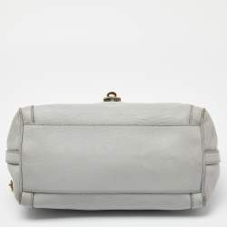 Pre Owned Dolce & Gabbana Grey Leather Padlock Top Handle Bag