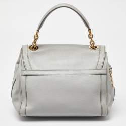 Pre Owned Dolce & Gabbana Grey Leather Padlock Top Handle Bag
