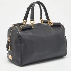 Pre Owned Dolce & Gabbana Black Leather Miss Sicily Boston Bag