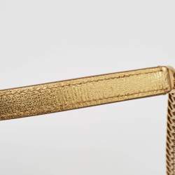 Pre Owned Dolce & Gabbana Gold Leather Small Rosalia Shoulder Bag
