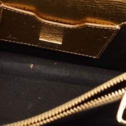 Pre Owned Dolce & Gabbana Gold Leather Small Rosalia Shoulder Bag