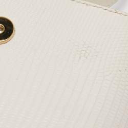 Pre Owned Dolce & Gabbana Off White Lizard Embossed Leather Mini DG Millennials Crossbody Bag