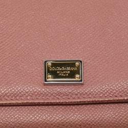 Dolce & Gabbana Dusty Pink Leather Flap Continental Wallet