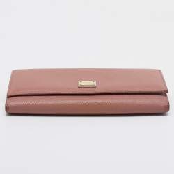 Dolce & Gabbana Dusty Pink Leather Flap Continental Wallet