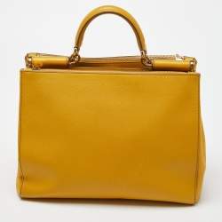 Dolce & Gabbana Yellow Leather Large Sicily Tote