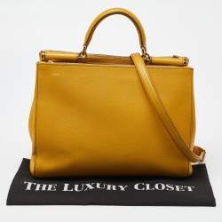 Dolce & Gabbana Yellow Leather Large Sicily Tote