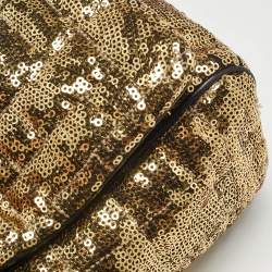 Pre Owned Dolce & Gabbana Gold Quilted Sequins Miss Charles Shoulder Bag