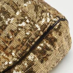 Pre Owned Dolce & Gabbana Gold Quilted Sequins Miss Charles Shoulder Bag