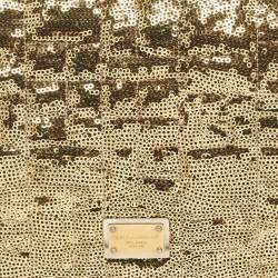 Pre Owned Dolce & Gabbana Gold Quilted Sequins Miss Charles Shoulder Bag