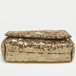Pre Owned Dolce & Gabbana Gold Quilted Sequins Miss Charles Shoulder Bag