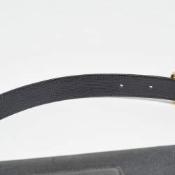 Pre Owned Dolce & Gabbana Black Lizard Embossed Leather Medium Lucia Shoulder Bag