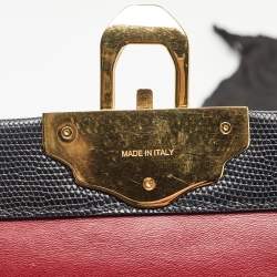 Pre Owned Dolce & Gabbana Black Lizard Embossed Leather Medium Lucia Shoulder Bag