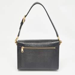 Pre Owned Dolce & Gabbana Black Lizard Embossed Leather Medium Lucia Shoulder Bag