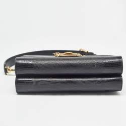 Pre Owned Dolce & Gabbana Black Lizard Embossed Leather Medium Lucia Shoulder Bag