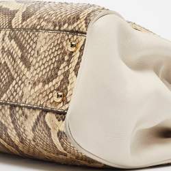 Dolce & Gabbana Tri Color Python and Leather Medium Sicily Double Zip Tote