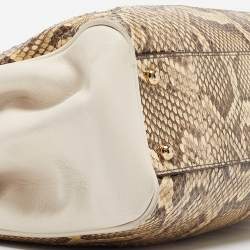 Dolce & Gabbana Tri Color Python and Leather Medium Sicily Double Zip Tote