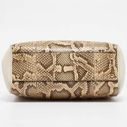 Dolce & Gabbana Tri Color Python and Leather Medium Sicily Double Zip Tote