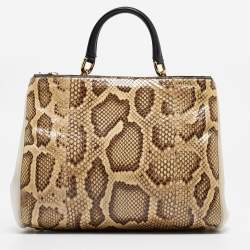 Dolce & Gabbana Tri Color Python and Leather Medium Sicily Double Zip Tote