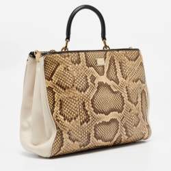 Dolce & Gabbana Tri Color Python and Leather Medium Sicily Double Zip Tote